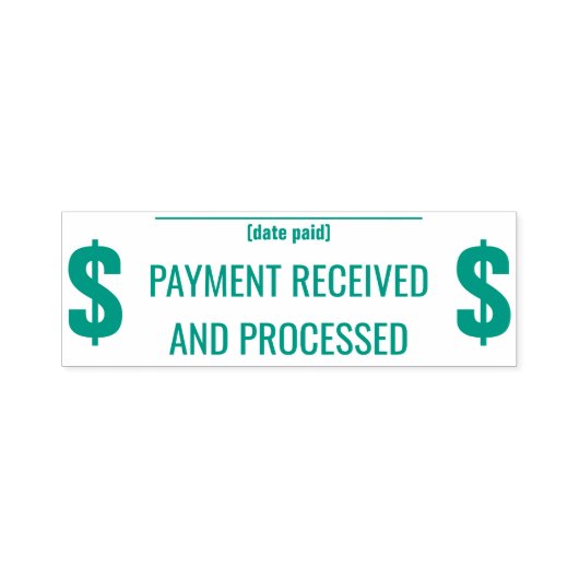 "ZAHLUNG ERHALTEN UND VERARBEITET" Briefmarke aus  Permastempel (Design)