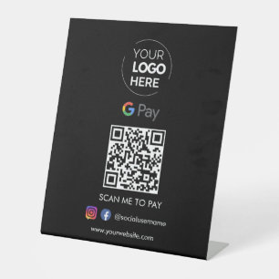 Zahlung mit dem Google Pay QR Code Scannen, um s Sockelschild