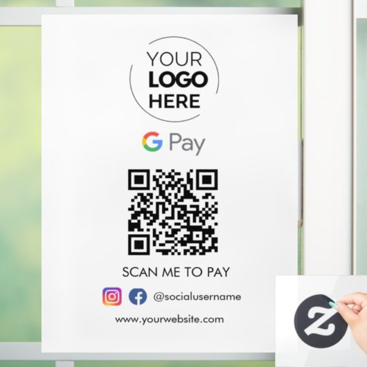 Zahlung mit dem Google Pay QR Code | Zur Bezahlung Fensteraufkleber (Zuhause)