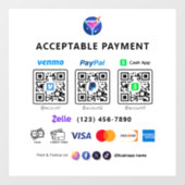 Zahlung mit MehrQR-Code | White Scan to Pay Pedest Fensteraufkleber (Blatt)