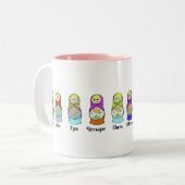 Zählung russische Verschachtelungs-Puppen Zweifarbige Tasse (Vorderseite Links)