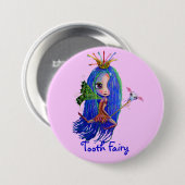 Zahn-Fee mit Zahnbürste-Krone Button (Vorne & Hinten)