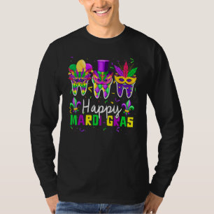 Zahn Jester Maske Zahnhygiene Glückliches Mardi Gr T-Shirt