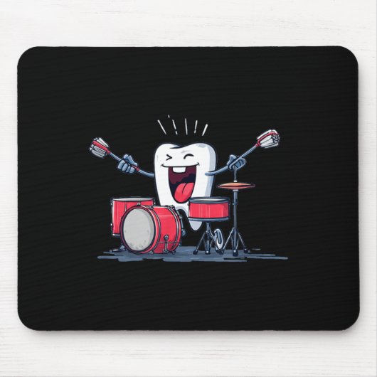 Zahn mit Rocking Drums und Zahnbürste-Grafik Mousepad (Vorne)