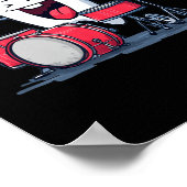 Zahn mit Rocking Drums und Zahnbürste-Grafik Poster (Ecke)