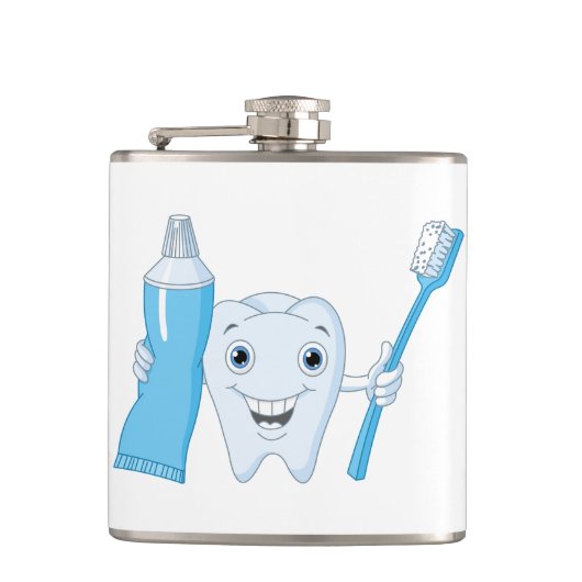 Zahn und Zahnbürste Trinkflasche Flachmann (Vorderseite)