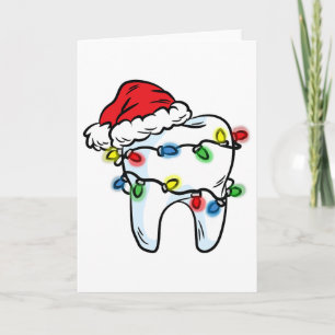 Zahn Weihnachtslicht Santa Hut Zahnarzt Dentalhygi Karte