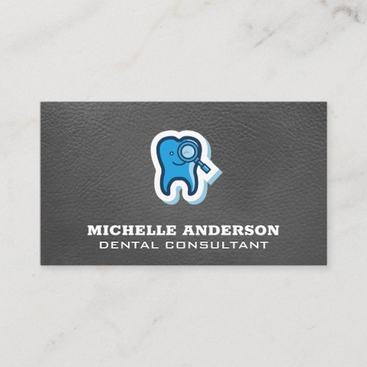 Zahn-Zierglas-Symbol | Ledertextur Visitenkarte (Vorderseite)