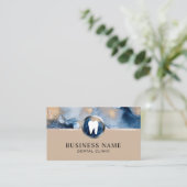 Zahnarzt Abstrakt Navy Blue & Gold Dental Office Visitenkarte (Stehend Vorderseite)