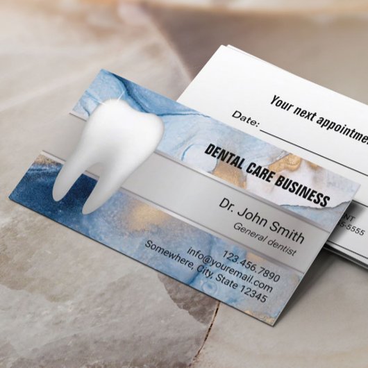 Zahnarzt Abstrakt Navy & Gold Dentist Terminkarte