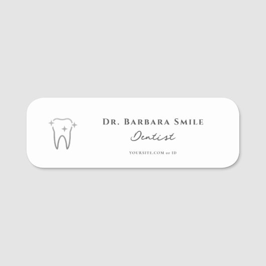 Zahnarzt Ästhetische Silber Zahn weiß sauber Namensschild (Vorderseite)