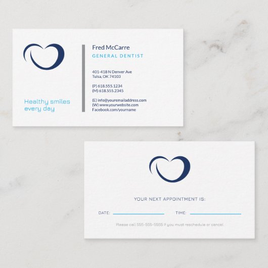 Zahnarzt | Berufliche Visitenkarte (Vorne/Hinten)