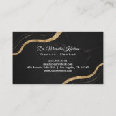 Zahnarzt Beruflicher Zahnarztpflege Schwarzes Gold Visitenkarte (Rückseite)