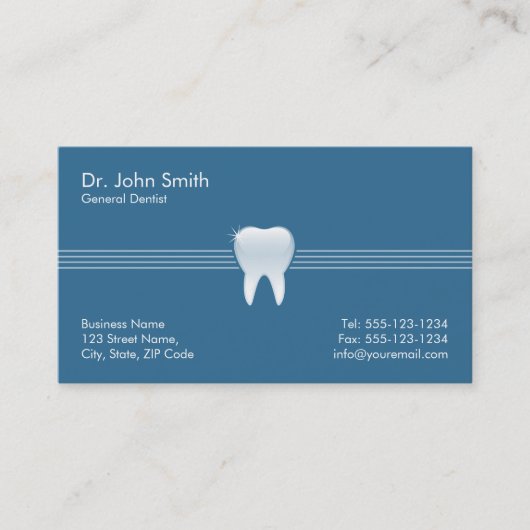 Zahnarzt Blue Shiny Tooth Zahnersatz Terminkarte (Vorderseite)