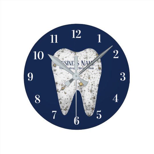 Zahnarzt Buro Zahnpflege Moderne Weisse Zahn Marine Runde Wanduhr Zazzle De