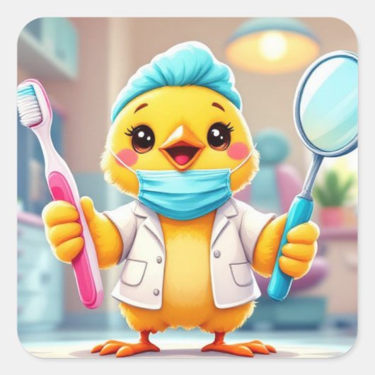 Zahnarzt Chick Aufkleber (Vorderseite)