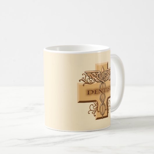 Zahnarzt Cross Caduceus Kaffeetasse (VorderseiteRechts)
