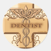 Zahnarzt Cross Caduceus Runder Aufkleber (Vorderseite)