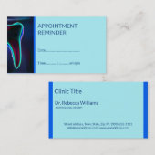Zahnarzt Dental Blue Tooth Erinnerung Visitenkarte (Vorne/Hinten)