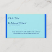 Zahnarzt Dental Blue Tooth Erinnerung Visitenkarte (Rückseite)