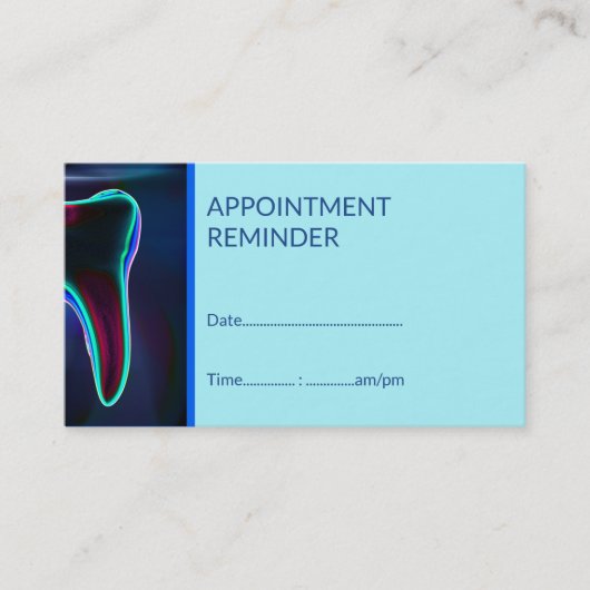 Zahnarzt Dental Blue Tooth Erinnerung Visitenkarte (Vorderseite)