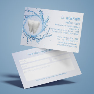 Zahnarzt Dental Zahn Wasser Professionell Medizini Terminkarte