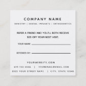 Zahnarzt-Empfehlungs-Visitenkarte Empfehlungskarte (Rückseite)