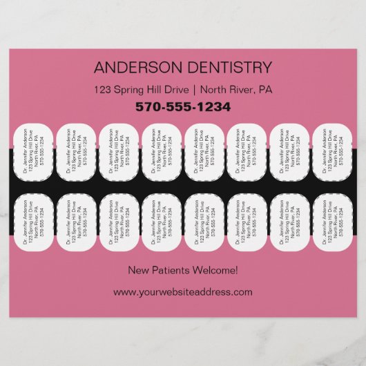 Zahnarzt, Flyer der Zahnmedizin mit Abriss der Zäh (Vorne)