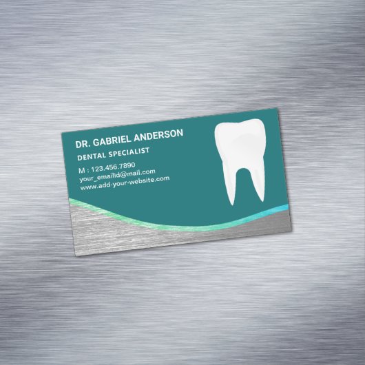Zahnarzt für Aquamarine Stahlzahn Magnetische Visitenkarte (Beispiel)