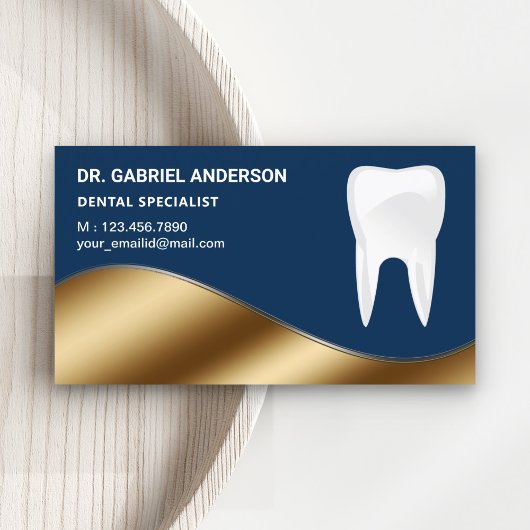 Zahnarzt für Gold und Navy Blue Tooth Visitenkarte