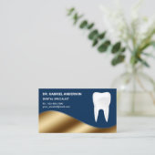Zahnarzt für Gold und Navy Blue Tooth Visitenkarte (Stehend Vorderseite)