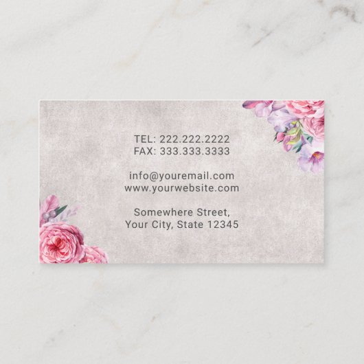 Zahnarzt für Vintage Blumenzähne Visitenkarte (Rückseite)