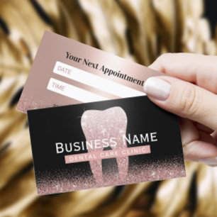 Zahnarzt Glitzer Zahn Rose Gold Zentimeter Ernennu Terminkarte