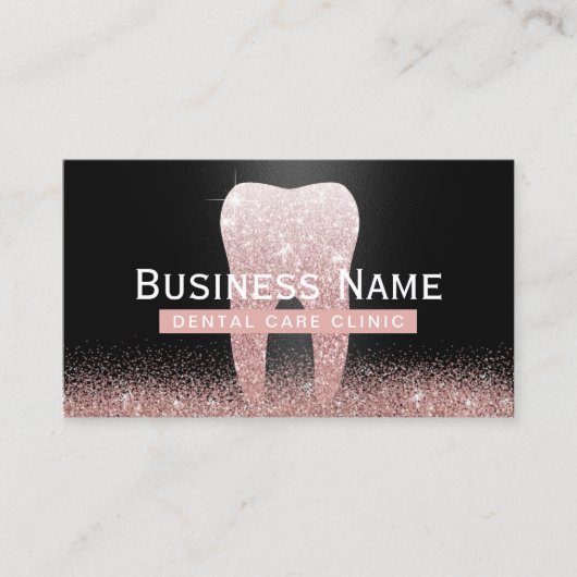 Zahnarzt Glitzer Zahnstooth Rose Zahnarzt Ernennun Terminkarte (Vorderseite)