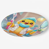 Zahnarzt Hühner Papier Teller (Schrägansicht)