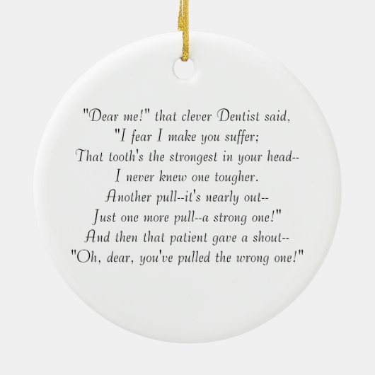 Zahnarzt-Katze extrahiert falschen Zahn Keramik Ornament (Hinten)