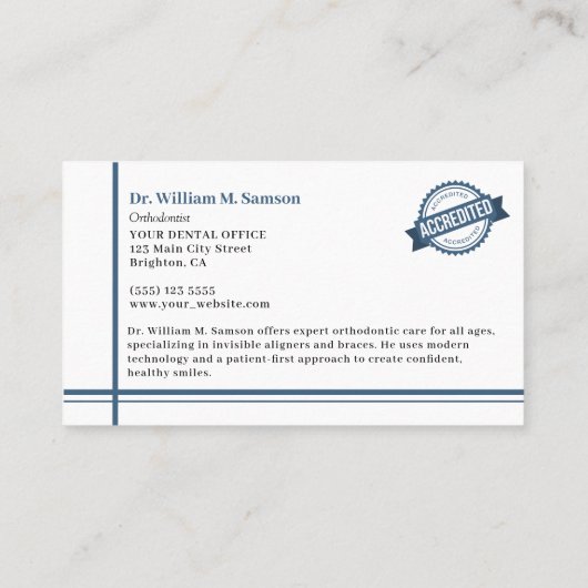 Zahnarzt Kieferorthopädie moderne unsichtbare Alig Visitenkarte (Rückseite)