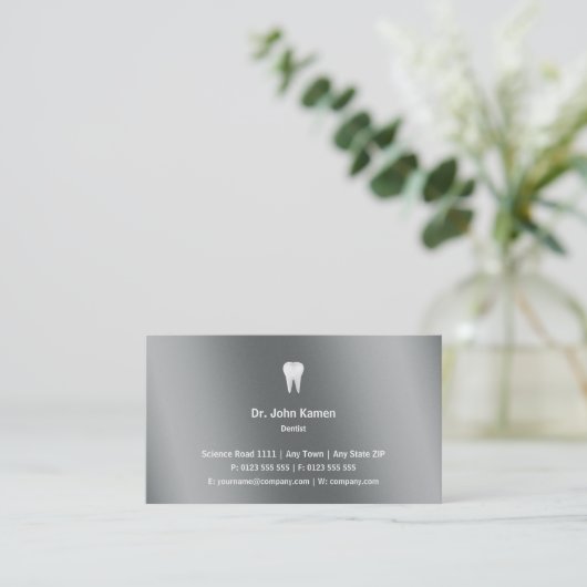 Zahnarzt | Klassischer Graphic Metallic Visitenkarte (Stehend Vorderseite)