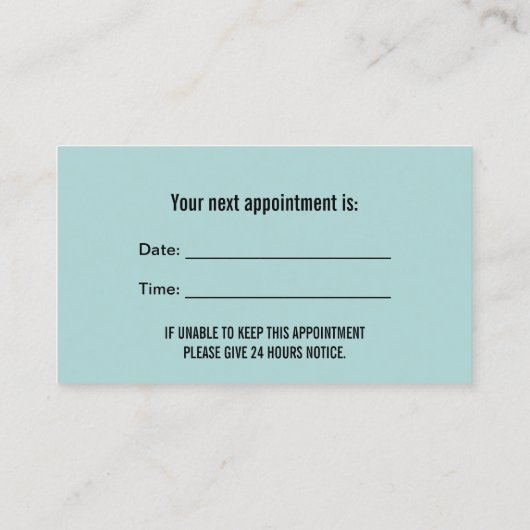 Zahnarzt Minze Blue Zahnarzt Ernennung Terminkarte (Rückseite)