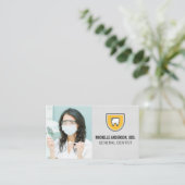 Zahnarzt mit Zahnstools Visitenkarte (Stehend Vorderseite)