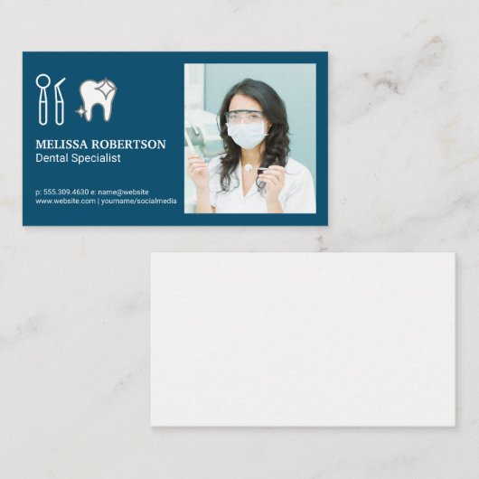 Zahnarzt mit Zahnstools Visitenkarte (Vorne/Hinten)