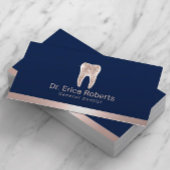 Zahnarzt Moderne Rose Gold Border Navy Blue Dental Visitenkarte