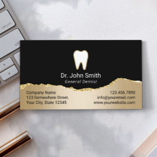 Zahnarzt Moderne Schwarz & Gold Zahnarztpraxis Terminkarte