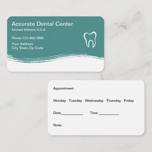 Zahnarzt-moderne Verabredung Visitenkarte (Vorne/Hinten)