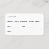 Zahnarzt-moderne Verabredung Visitenkarte (Rückseite)