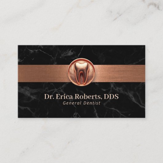 Zahnarzt Modernes 3D-Zahnbüro-Logo Kupfer Zahnpfle Visitenkarte (Vorderseite)