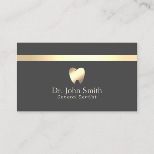 Zahnarzt Modernes Gold Streifen Dunkelgrau Zahnpfl Visitenkarte (Vorderseite)