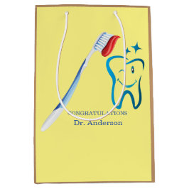 Zahnarzt Monogram Niedlich Toothbrush Happy Tooth Mittlere Geschenktüte