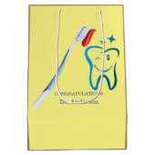 Zahnarzt Monogram Niedlich Toothbrush Happy Tooth Mittlere Geschenktüte (Rückseite)