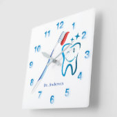 Zahnarzt Monogram Niedlich Toothbrush Happy Tooth Quadratische Wanduhr (Winkel)